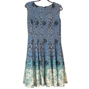 Gabby Skye Blue and Cream Floral Midi Dress